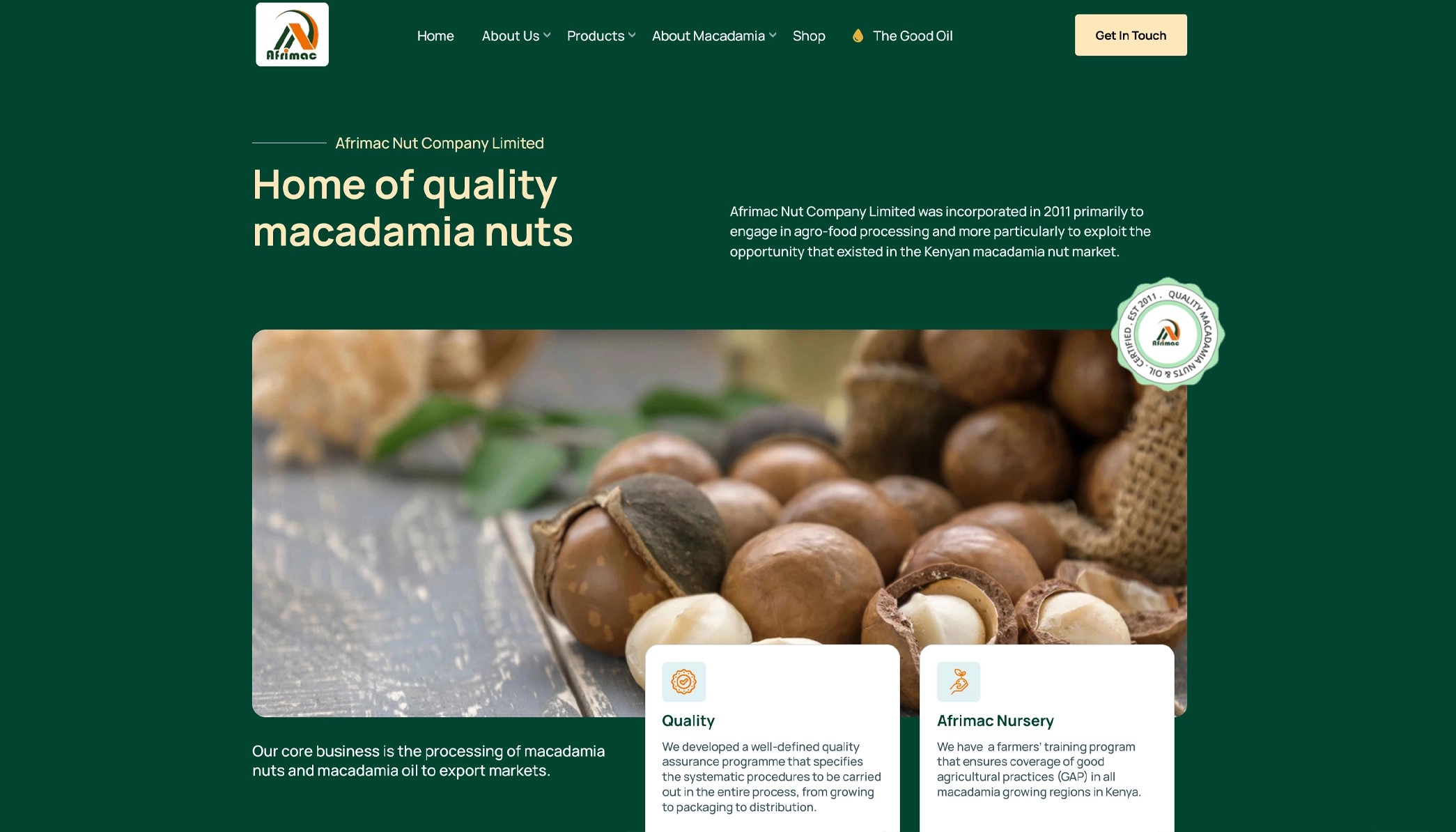 Afrimac Nuts website