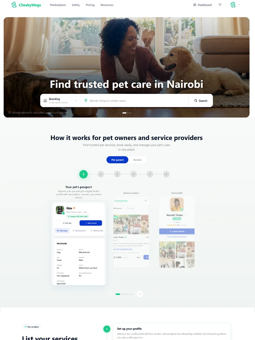 CheekyWags pet marketplace