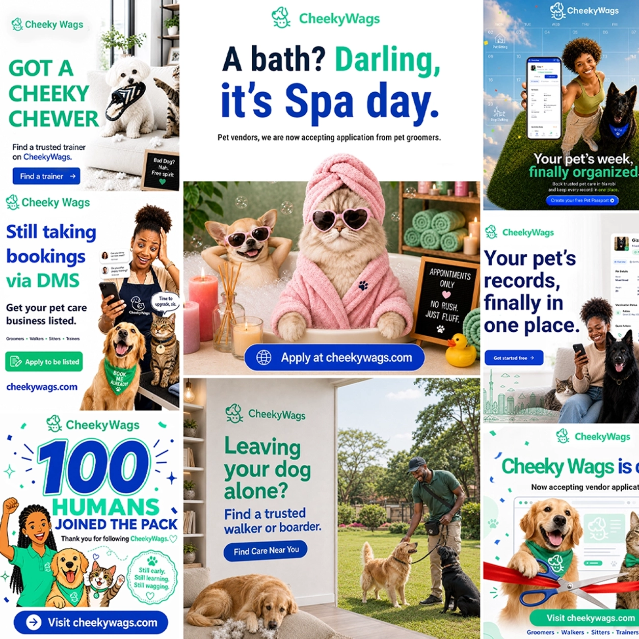 CheekyWags social media launch posters